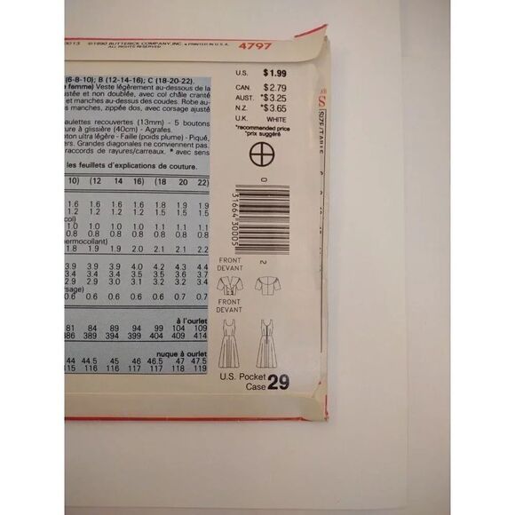 Vintage Butterick 4797 See Sew 2 Piece Dress Jacket Misses 6-8-10 UNCUT … - Picture 5 of 9